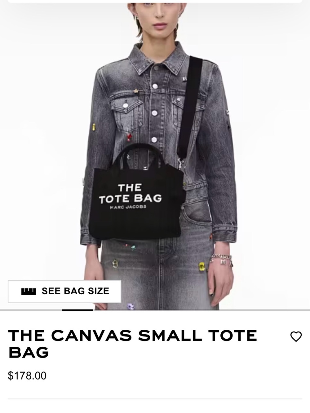 Marc Jacobs Black Canvas Small Tote Bag - Picture 8 of 9